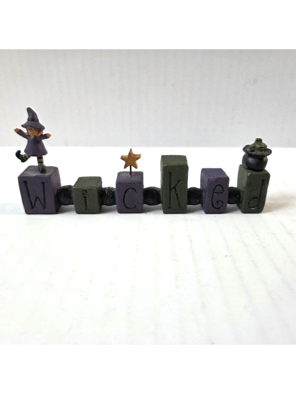 Blossom Bucket Wicked Block Spellout Halloween Witch Cauldron Primitive Suzi